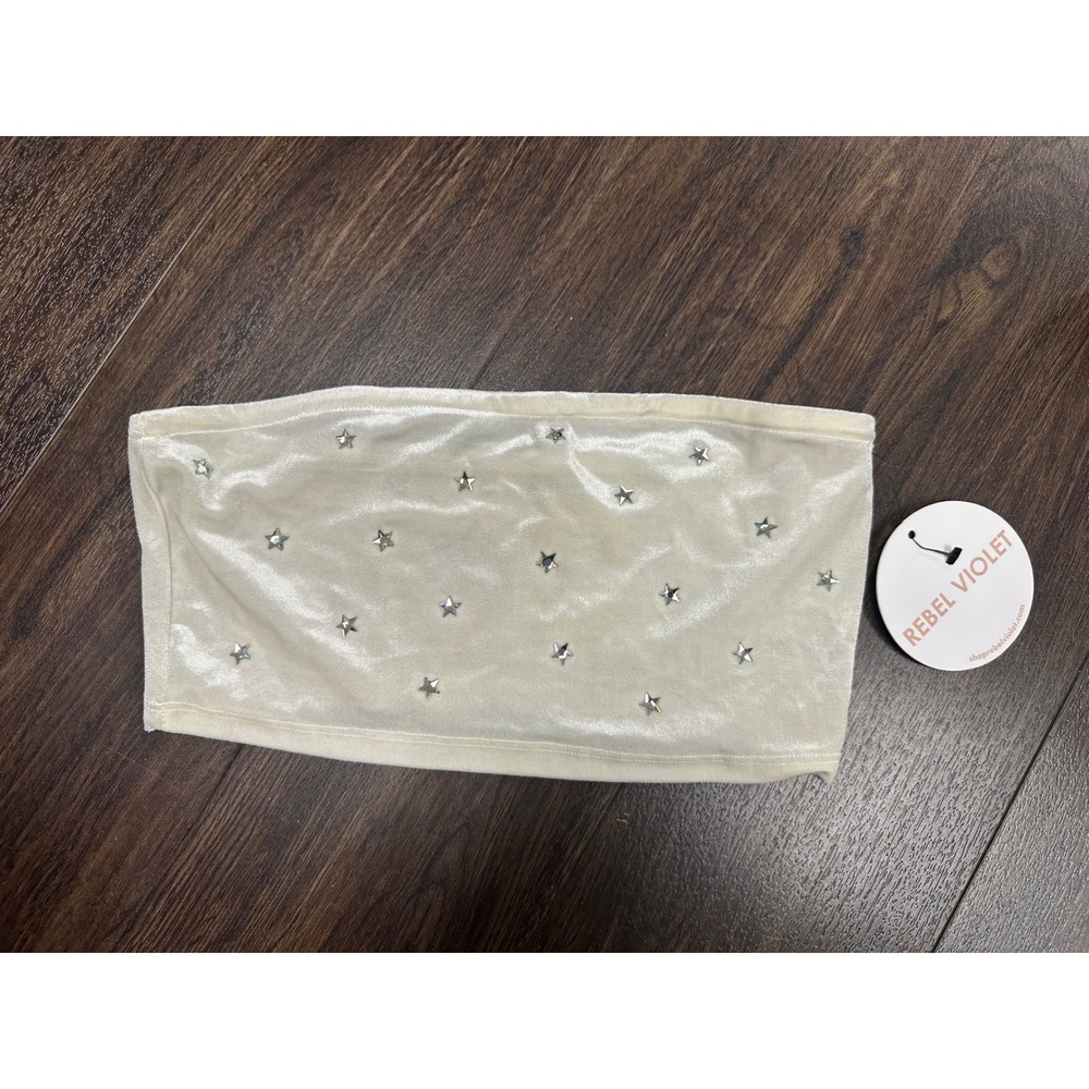 NWT Bear Dance Ivory Velvet Star Tube Top - Size S